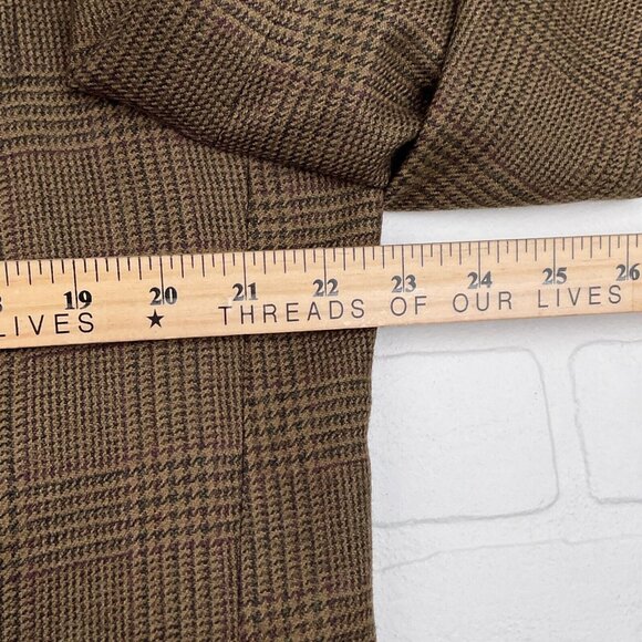 Evan Picone Blazer Men 43L Brown Green Purple Tan Plaid Wool Cashmere Jacket VTG - Picture 11 of 16